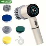 5 nozzles, LED display screen, three-speed adjustable hand-held rotary electric scrubber