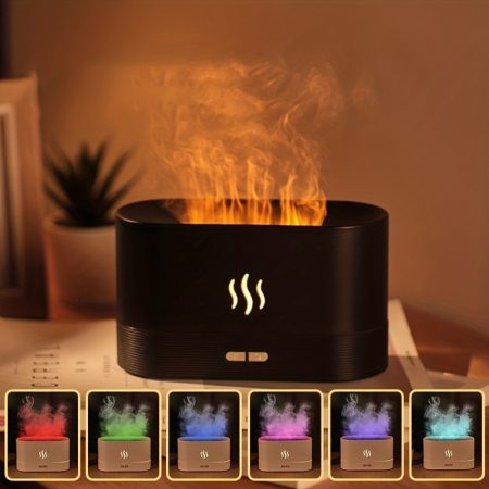 7 color flame simulation ultrasonic aromatherapy humidifier with lights